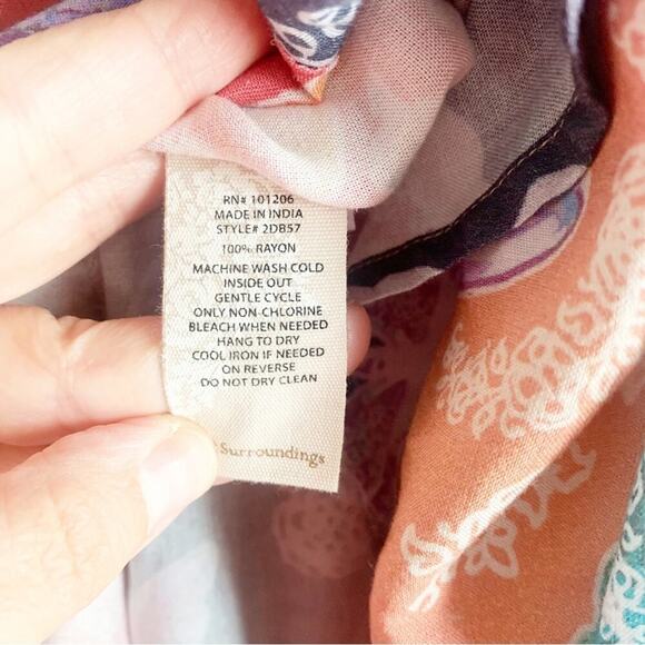 Soft Surroundings Butterfly Jardin D'eau Maxi Skirt Batik Watercolors NWT Large - Picture 7 of 14